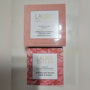 Laura Geller Double Take Baked Powder Foundation and Blush Set - Pink and Cream